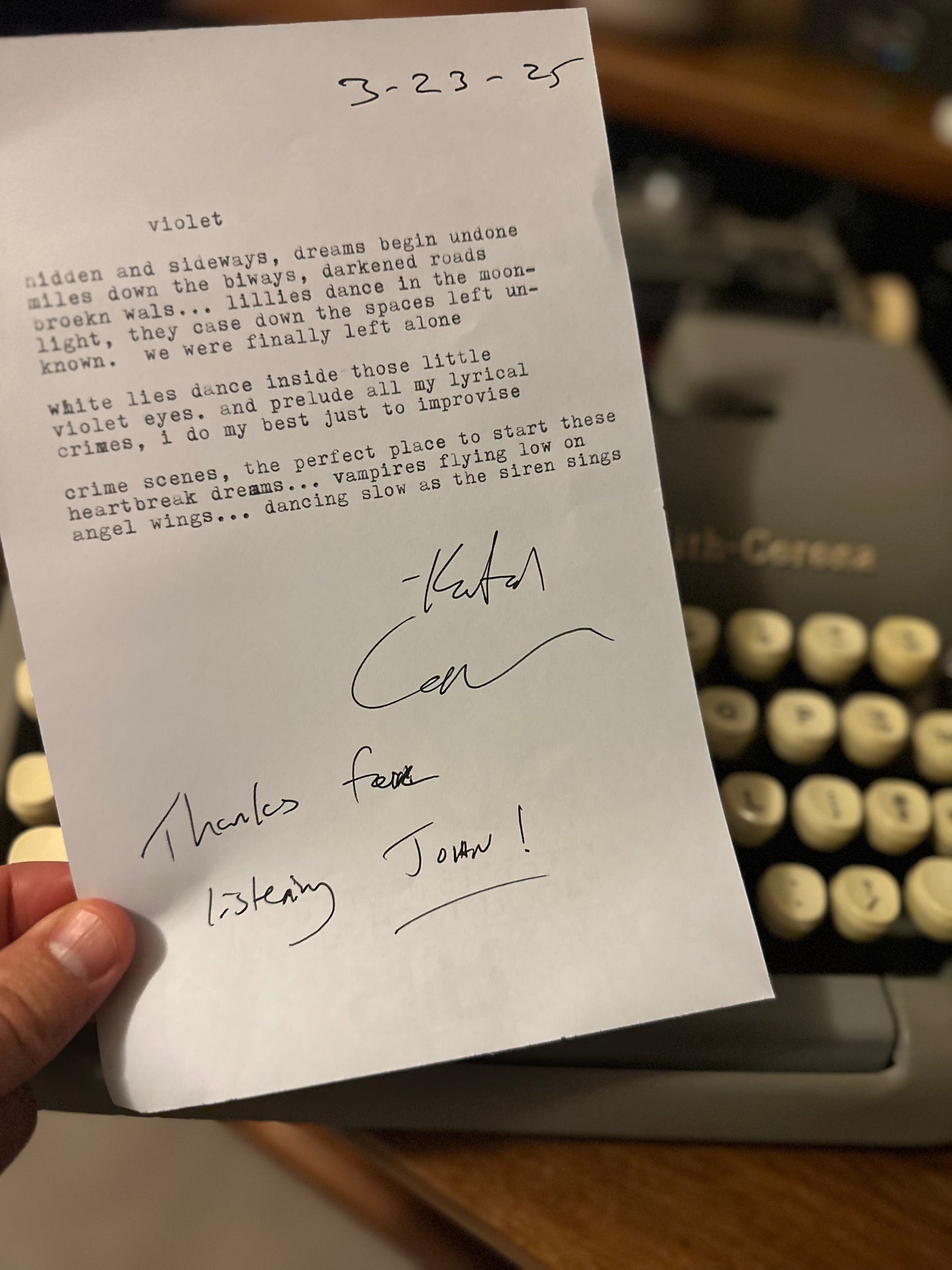 Typewriter Lyrics from my 1964 Smith-Corona